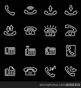 Vector line telephone icon set. Telephone Icon Object, Telephone Icon Picture, Telephone Icon Image - stock vector