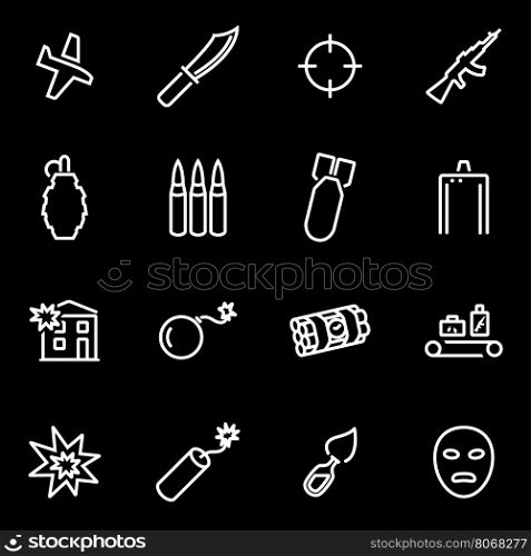 Vector line terrorism icon set. Terrorism Icon Object, Terrorism Icon Picture, Terrorism Icon Image - stock vector