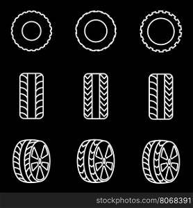 Vector line tire icon set. Tire Icon Object, Tire Icon Picture, Tire Icon Image - stock vector