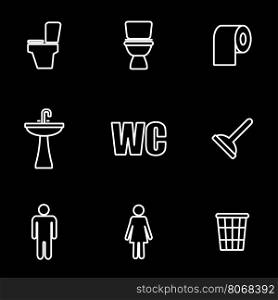 Vector line toilet icon set. Toilet Icon Object, Toilet Icon Picture, Toilet Icon Image - stock vector