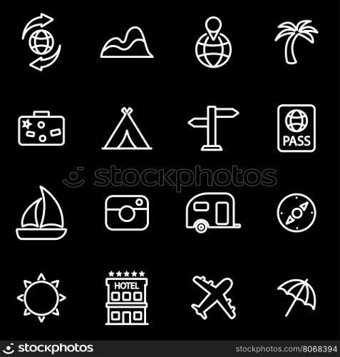 Vector line travel icon set. Travel Icon Object, Travel Icon Picture, Travel Icon Image - stock vector