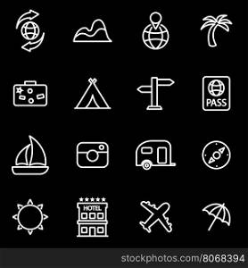 Vector line travel icon set. Travel Icon Object, Travel Icon Picture, Travel Icon Image - stock vector
