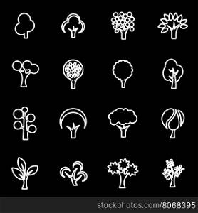 Vector line trees icon set. Trees Icon Object, Trees Icon Picture, Trees Icon Image - stock vector