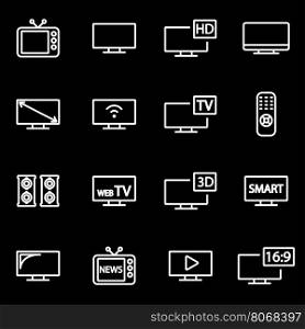 Vector line tv icon set. TV Icon Object, TV Icon Picture, TV Icon Image - stock vector