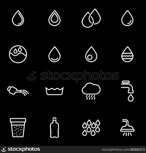 Vector line water icon set. Water Icon Object, Water Icon Picture, Water Icon Image - stock vector