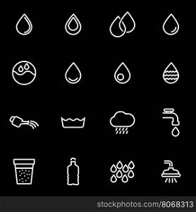 Vector line water icon set. Water Icon Object, Water Icon Picture, Water Icon Image - stock vector