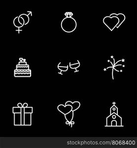 Vector line wedding icon set. Wedding Icon Object, Wedding Icon Picture, Wedding Icon Image - stock vector