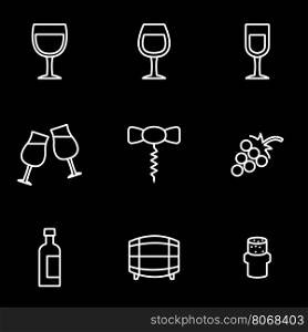 Vector line wine icon set. Wine Icon Object, Wine Icon Picture, Wine Icon Image - stock vector