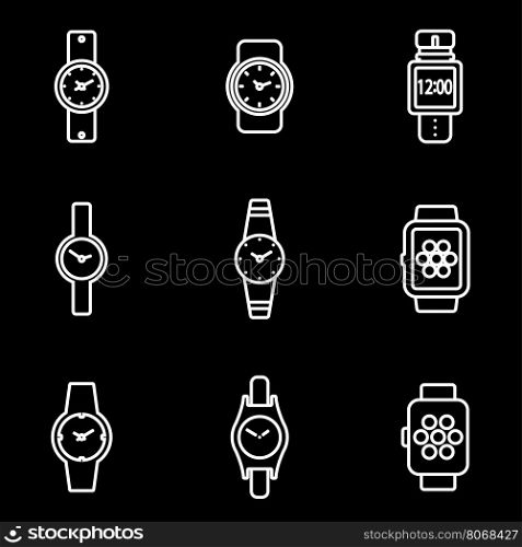 Vector line wristwatch icon set. Vector line wristwatch icon set. Wristwatch Icon Object, Wristwatch Icon Picture, Wristwatch Icon Image - stock vector