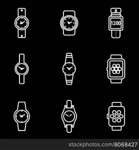 Vector line wristwatch icon set. Vector line wristwatch icon set. Wristwatch Icon Object, Wristwatch Icon Picture, Wristwatch Icon Image - stock vector