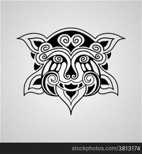 vector lion face tattoo sketch, Polynesian tattoo style