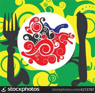vector liquid background with fork and spoon