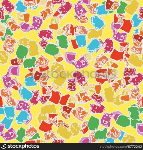 Vector llustrate. Abstract pattern for the background composed of colorful watercolor stains on a yellow background.
