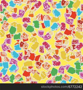 Vector llustrate. Abstract pattern for the background composed of colorful watercolor stains on a yellow background.