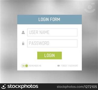 Vector login form template / design with simple modern flat user interface