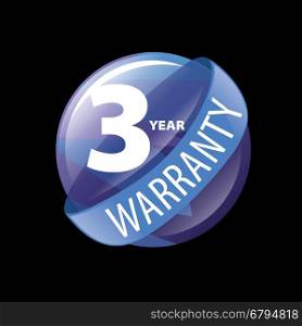 vector logo 3 years warranty. logo 3 years warranty. Vector illustration of icon