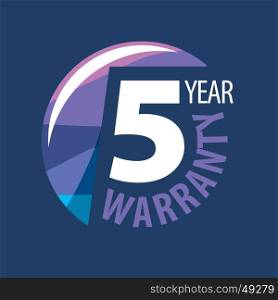 vector logo 5 years warranty. logo 5 years warranty. Vector illustration of icon