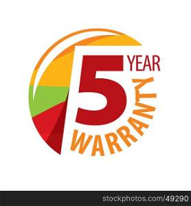 vector logo 5 years warranty. logo 5 years warranty. Vector illustration of icon