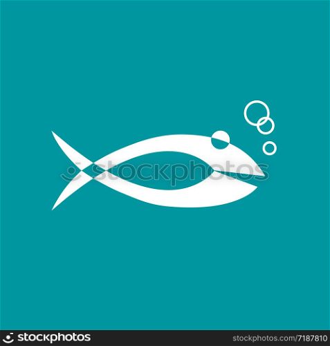Vector logo abstract fish on blue background