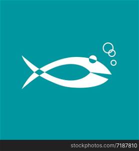 Vector logo abstract fish on blue background