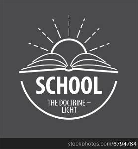 vector logo book and sun with rays. logo book and sun with rays. Vector illustration of icon