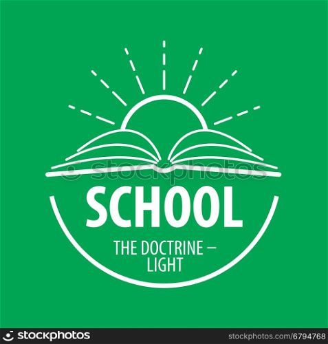 vector logo book and sun with rays. logo book and sun with rays. Vector illustration of icon