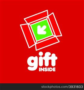 vector logo box for gifts on a red background