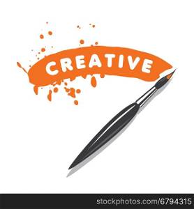vector logo brush and blots of paint. template design logo brush. Vector illustration of icon