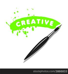 vector logo brush and green paint