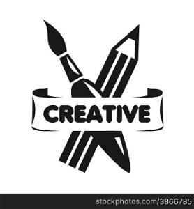 vector logo brush and pencil for creativity