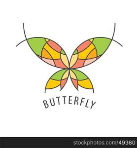 vector logo butterfly. vector logo schematic butterfly with color inserts
