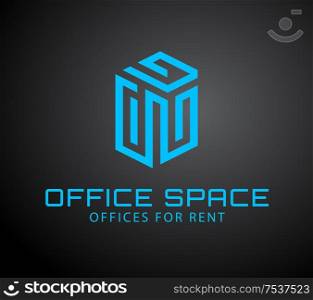 Vector logo concep for office spase rent or building construction, design template. Abstract emblem. Emblem with cube elements. Vector logo for corporate identity.. Business Icon design template
