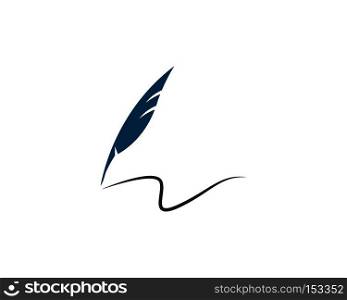 Vector logo design element on white background. Feather writing

