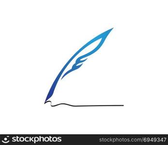 Vector logo design element on white background. Feather writing