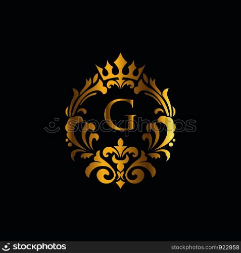 Vector logo design template and vintage emblem in luxury concept with letter g