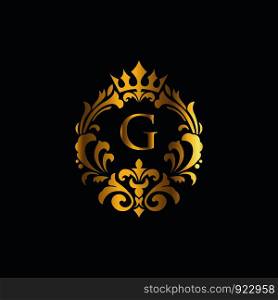 Vector logo design template and vintage emblem in luxury concept with letter g