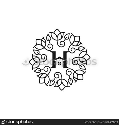 Vector logo design template and vintage emblem in luxury concept with letter h