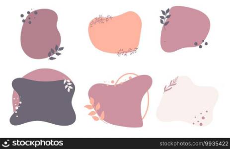 Vector logo design templates in simple minimal style - floral frame with copy space for text or letters - abstract background for social media posts and stories. Vector frame with copy space for text or letters. Abstract background for social media posts and stories