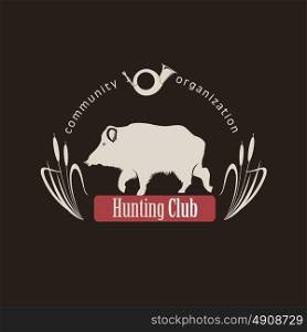 Vector logo design. Wild hog emblem for a hunting club.