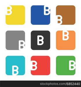 Vector logo element. The letter B is in a square shape with rounded edges and different colors.