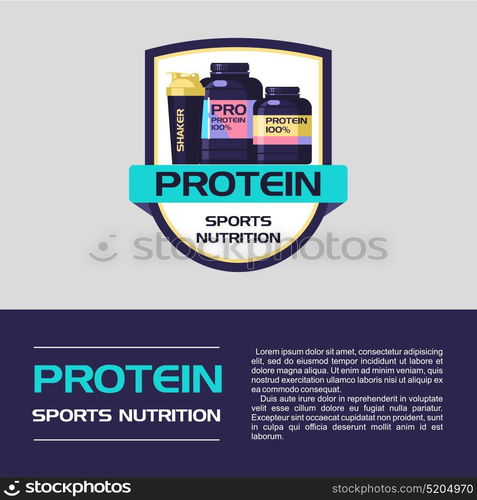 Vector logo, emblem. Protein, sports nutrition.