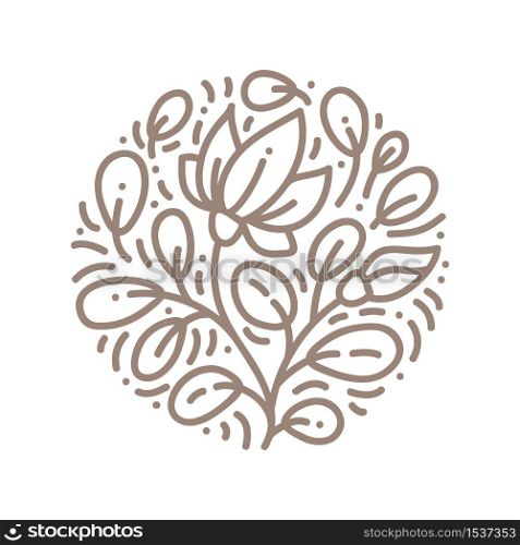 Vector logo flower design. Floral round Vintage element. Emblem luxury beauty spa, eco organic product, natural badge for cosmetics.. Vector logo flower design. Floral round Vintage element. Emblem luxury beauty spa, eco organic product, natural badge for cosmetics