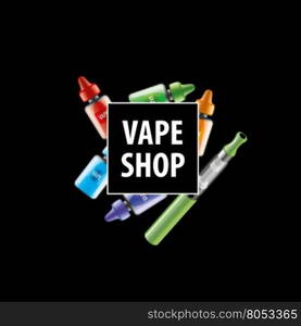 vector logo for the shop of electronic cigarettes. logo with liquids in vials to store the electronic cigarette. Vector illustration