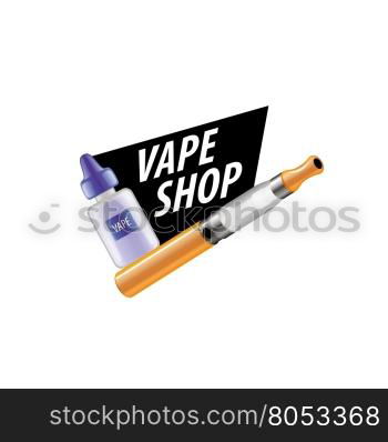 vector logo for the shop of electronic cigarettes. logo with liquids in vials to store the electronic cigarette. Vector illustration