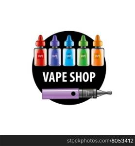 vector logo for the shop of electronic cigarettes. logo with liquids in vials to store the electronic cigarette. Vector illustration