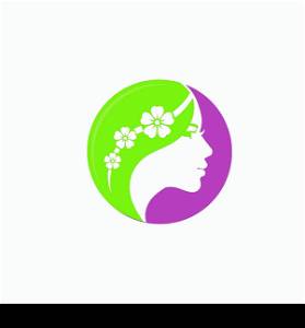 Vector logo for woman salons and shops. a young beautiful woman Stylized with flower . Abstract logo for a beauty salon