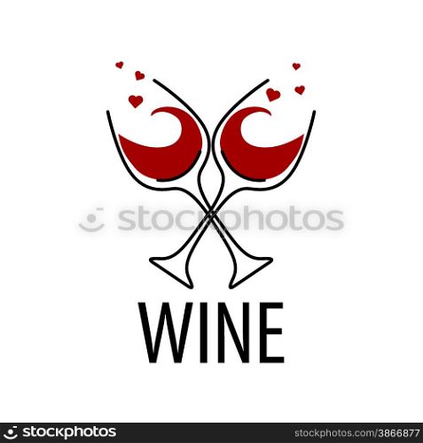 vector logo glasses of red wine with hearts