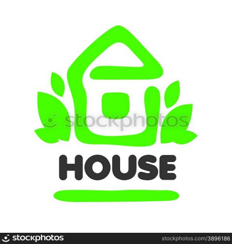 vector logo green house and leaves