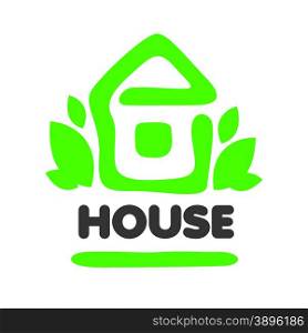 vector logo green house and leaves