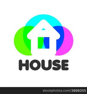 vector logo house on a background of colorful circles